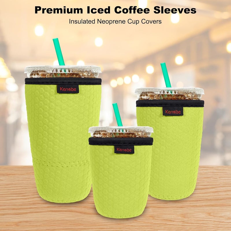 KENOBE 3 Pack Neoprene Insulator Sleeve for Iced Coffee Cups, Reusable Cooler Sleeves for Iced & Hot Drinks, Universal Fit 16-32 oz Cups Beverages, Compatible with Starbucks Dunkin Coffee and More - Image 3
